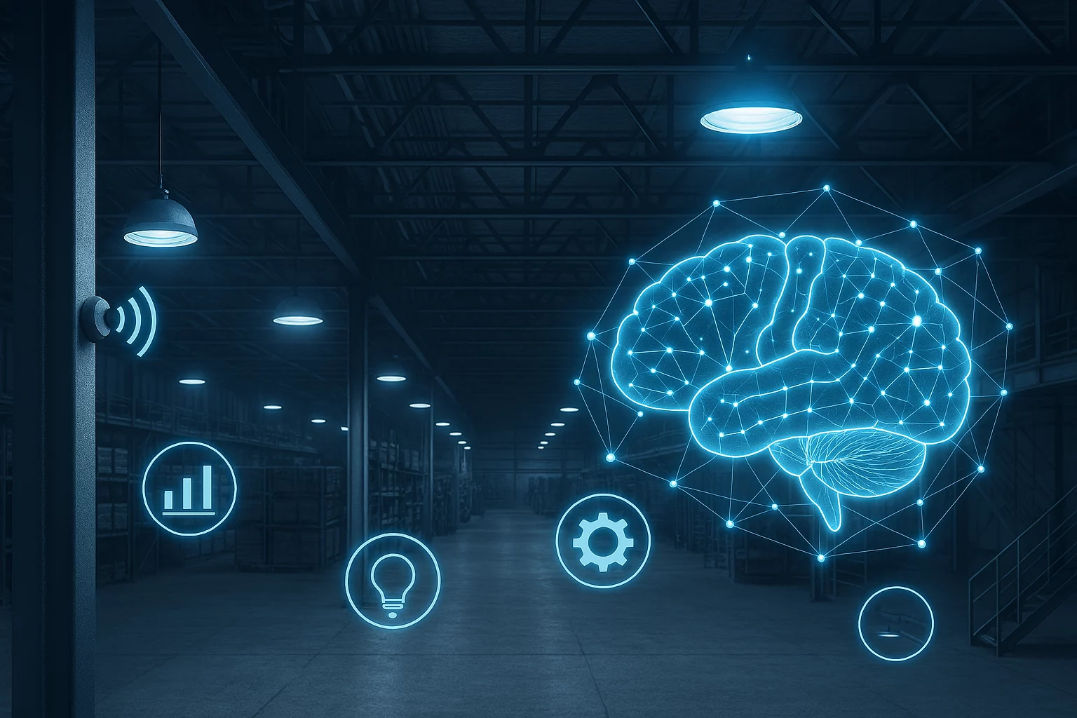 Iluminación inteligente con IA predicción de fallos y mantenimiento autónomo en naves industriales