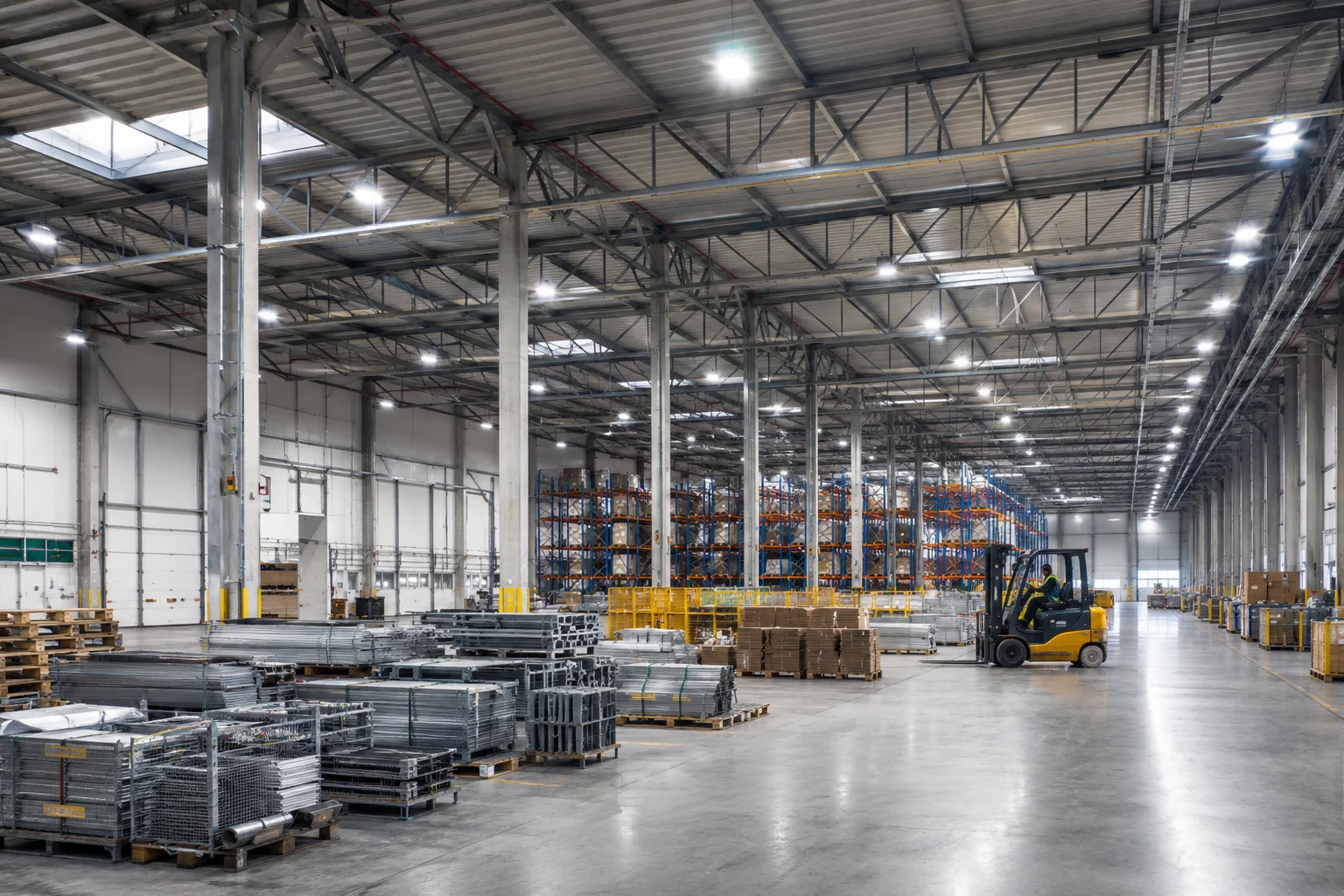 Focos LED para naves industriales instalados en techo de nave logística